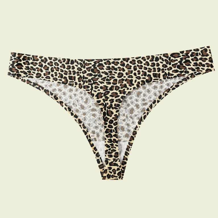 QIPOPIQ Underwear for Women Plus Size Fashion Comfortable Flower Leopard  Print Low Waist Seamless G-string Thong Panties