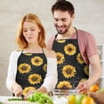 thumbnail image 5 of Black Sunflower Gray Petal Pattern Apron-Garden Aprons for Women with Pockets-Cotton Linen Waterproof Kitchen Cooking Gardening Aprons Adjustable for Kitchen,Cooking,BBQ and Salon 33x27 Inch, 5 of 7