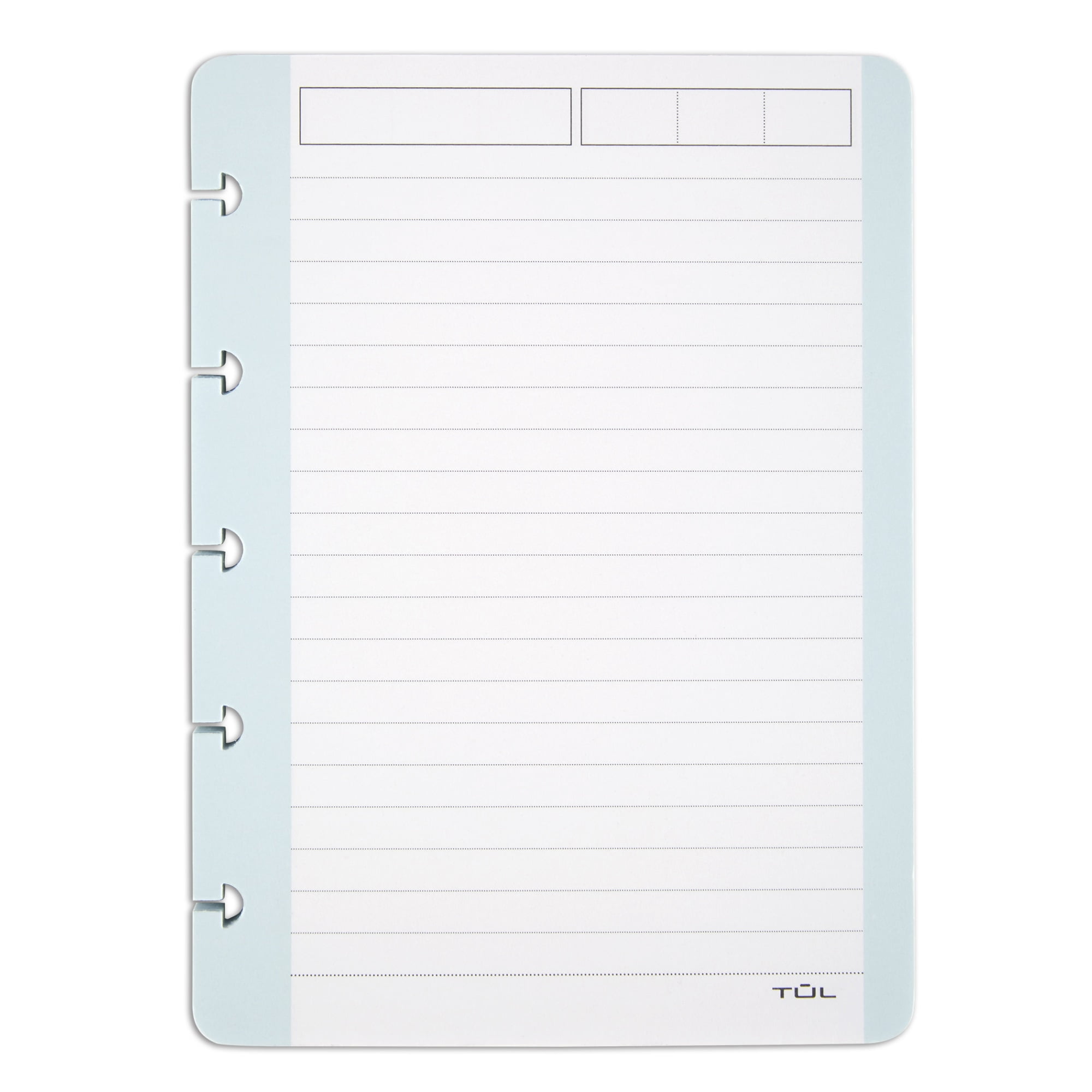 TUL® Discbound Notebook Task Pad, 3' x 7-1/2', 50 Sheets, Teal/White