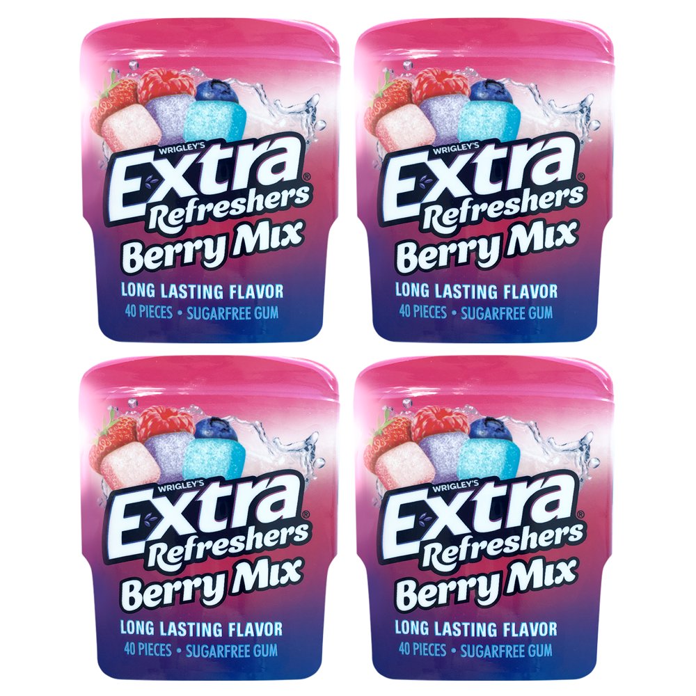 Extra Refreshers Berry Mix Sugar Free Bulk Chewing Gum, 40 pc, 4 ct