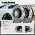 thumbnail image 3 of AutoShack Rear Solid Drilled & Slotted E-Coated Brake Rotors + Ceramic Pads 6-PC Brake Kit Replacement for 2005-2016 Honda CR-V 2010-2018 Acura RDX ShadowGuard 11.99" (304.6 mm), 3 of 5