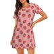 thumbnail image 1 of Easygdp Strawberries Camisón de manga corta para mujer, informal, estampado, 1 of 6