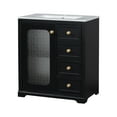thumbnail image 2 of Seranor Modern Bathroom Vanity with Ceramic Sink, Shelves, Drawers, Wood, Black, 2 of 12