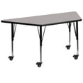 thumbnail image 1 of Mobile 29.5''W x 57.25''L Trapezoid Grey HP Laminate Activity Table - Height Adjustable Short Legs, 1 of 5