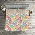 thumbnail image 2 of Ambesonne Paisley Quilted Coverlet 3 Pcs, Colored Pattern Flower, Queen Size, Multicolor, 2 of 2