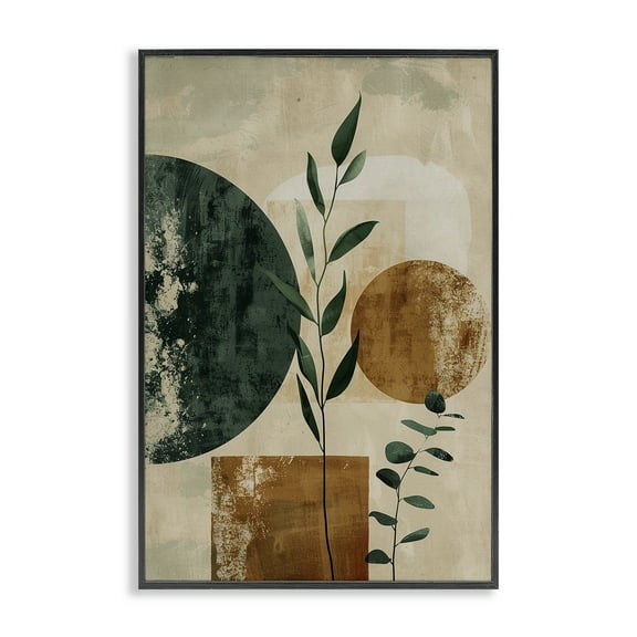 Stupell Industries Rustic Sprigs & Shapes Plants & Flowers Painting Black Framed Art Print Wall Art, 12 x 18