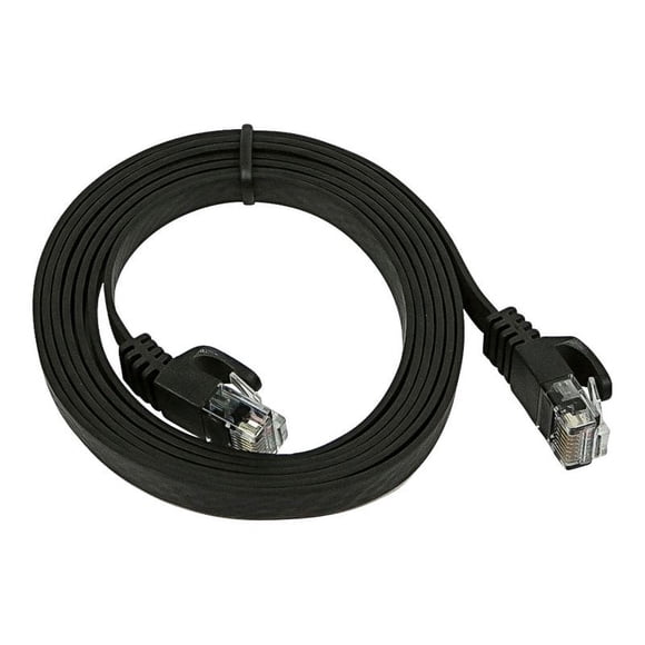 Monoprice - Patch cable - RJ-45 (M) to RJ-45 (M) - 5 ft - UTP - CAT 5e - booted, snagless, stranded, flat - black