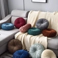 thumbnail image 5 of Coussin Rond en Velours, Décoration pour la Maison, Coussin Rond Plissé pour Canapé, Chaise, Lit, Voiture (Émeraude), 5 of 5