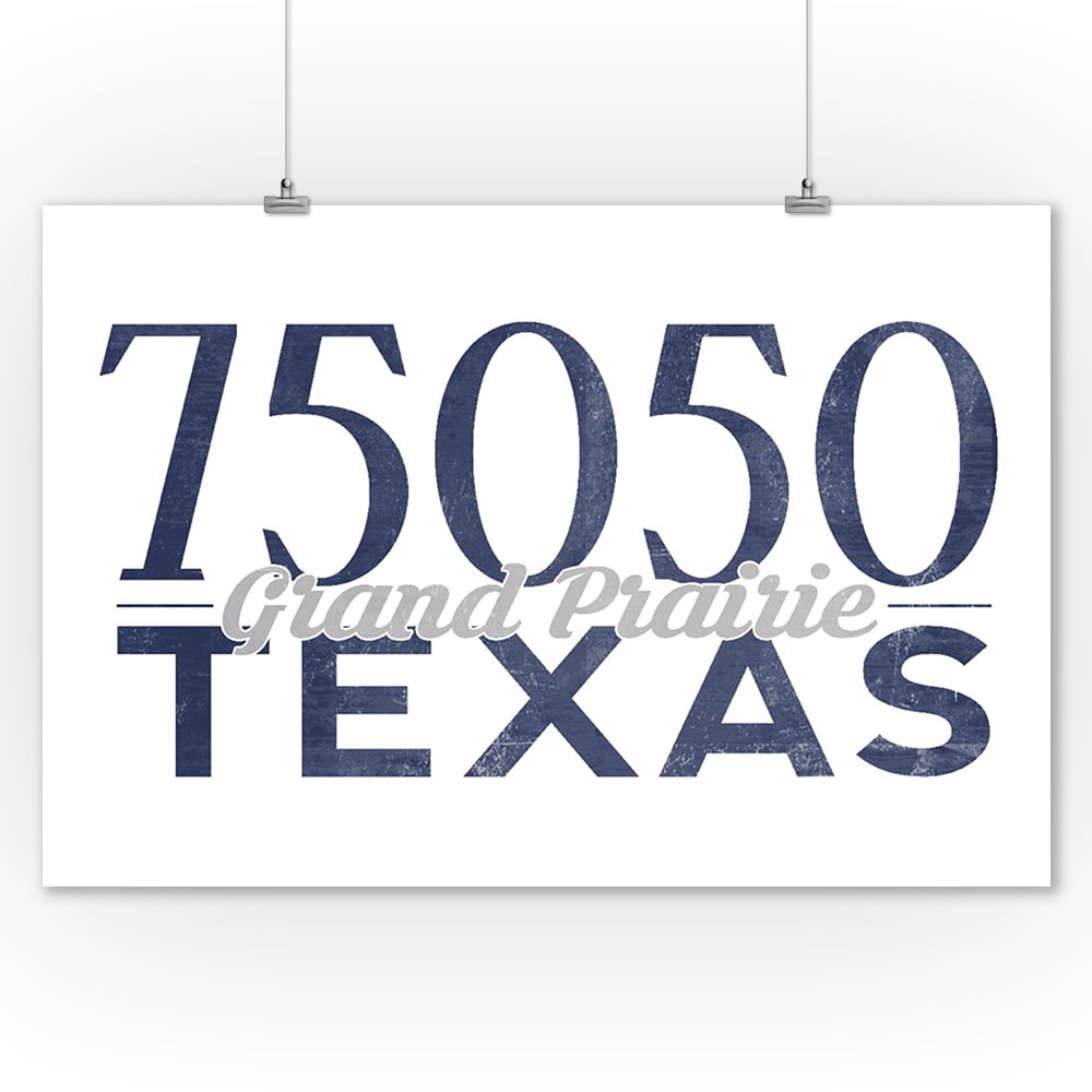 Grand Prairie, Texas 75050 Zip Code (Blue) Lantern Press Artwork