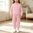thumbnail image 6 of Taqqpue Toddler Girls Solid Color Sweatshirt Casual Pants Set 0-10T | Long Sleeve Crewneck Pullover Tops + Joggers,Girls Sweatsuits, Cute 2Pcs Infant Fall Winter Keep Warm Fleece Outfits for Kids, 6 of 10