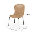 thumbnail image 3 of Outdoor Wicker Dining Chair (Set of 2)，Rattan chair with Metal Legs, Light Brown, Black, 3 of 8