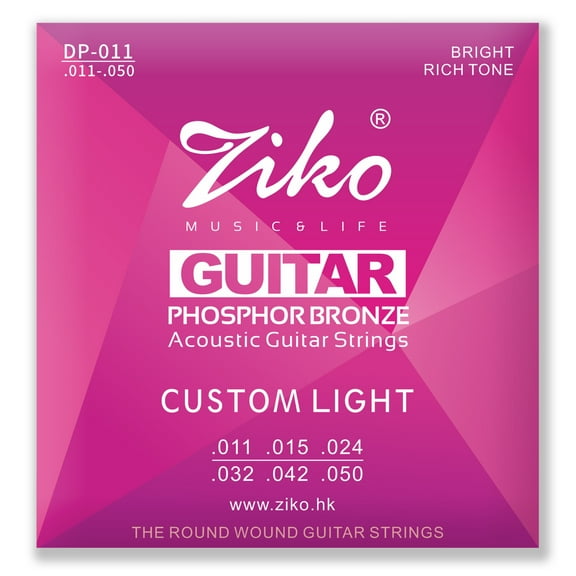 Ziko Acoustic Guitar Strings 11-50 90/10 Phosphor Bronze and Hex High-Carbon Steel