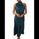 thumbnail image 1 of Vestido de Satén de Verano 2025 para Mujer, Elegante, Sin Mangas, con Cuello Alto, para Cóctel o Fiesta. Azul Marino XL, 1 of 10