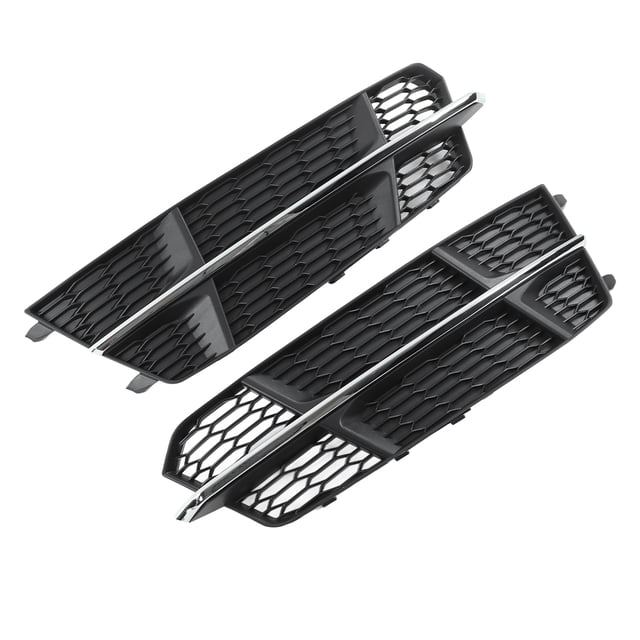 Grilla de Luz AntiniBla Delantera, 4G0807682 Cañera Cromada ABS Cubierta Negra de PlásTico ABS 2 Piezas de Alta Resistencia Para El Reemplazo del Automóvil para C7 2014-2018