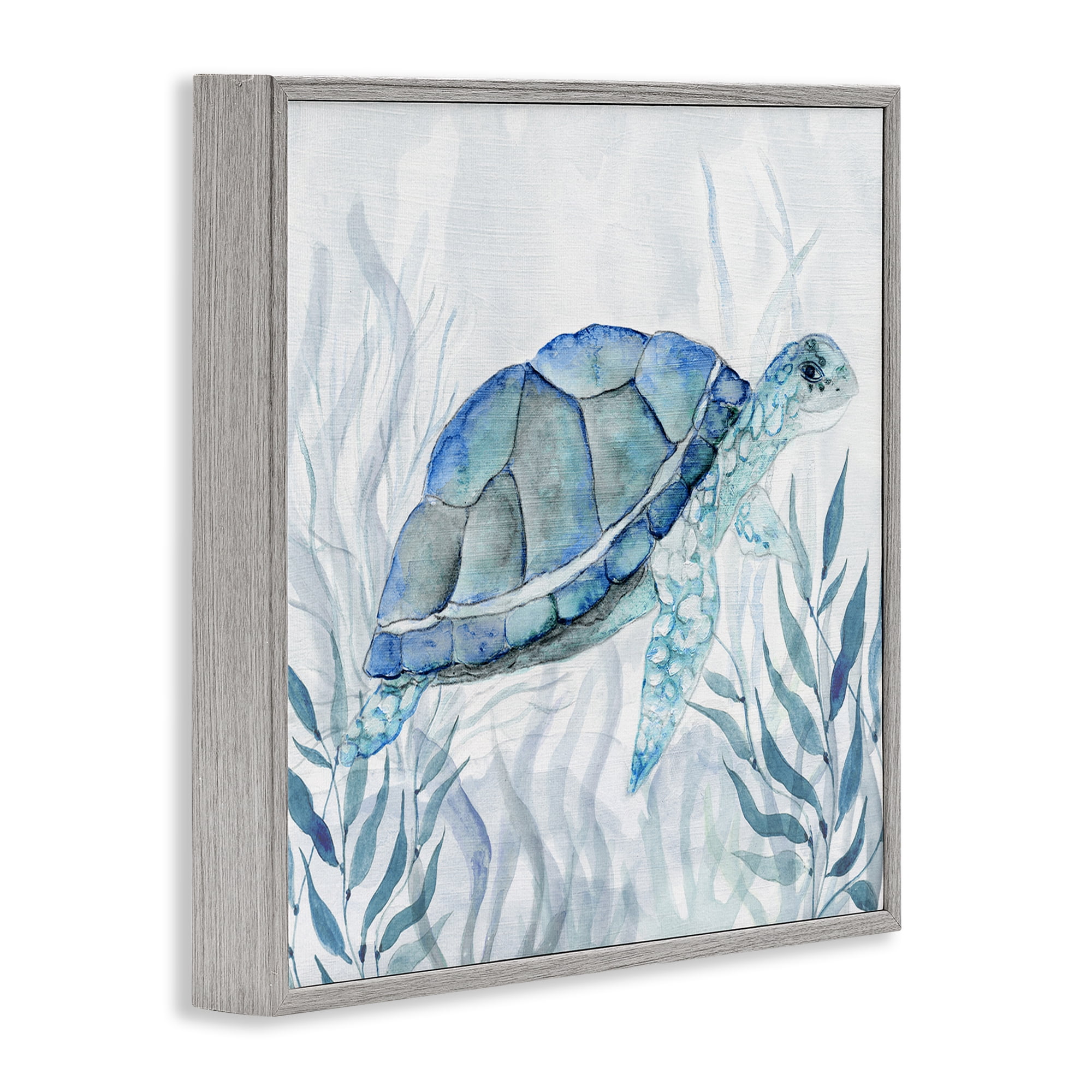 Stupell Industries Smiling Turtle Gaze Gray Framed Giclee Art, design by Janet Tava