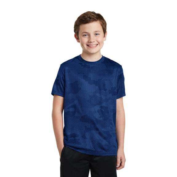 Sport Tek Teen Unisex Regular CamoHex Short Sleeves T-Shirt True Royal Medium