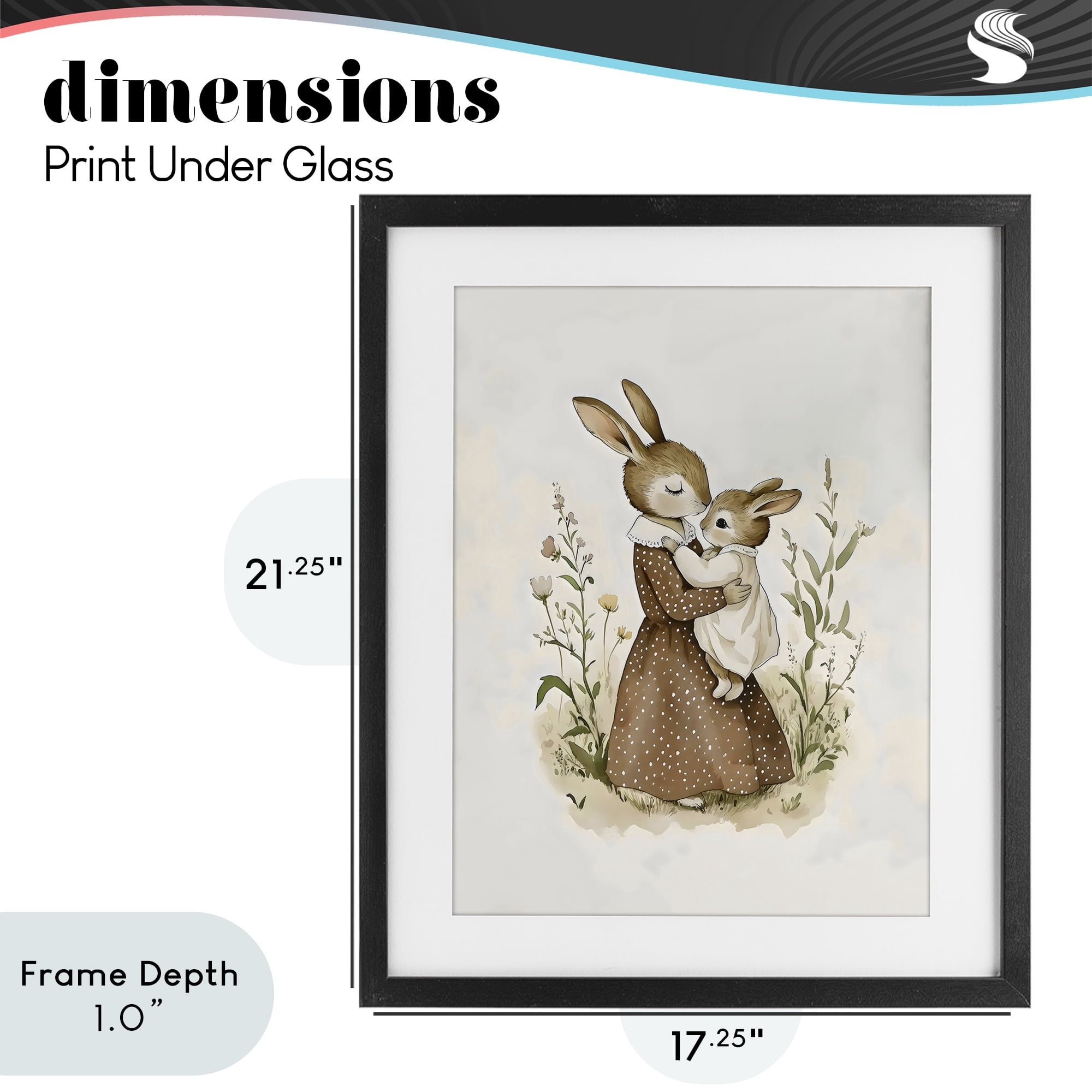 Stupell Industries A Mother's Love Rabbits Black Framed Print Under Glass, design by Arlington Prints