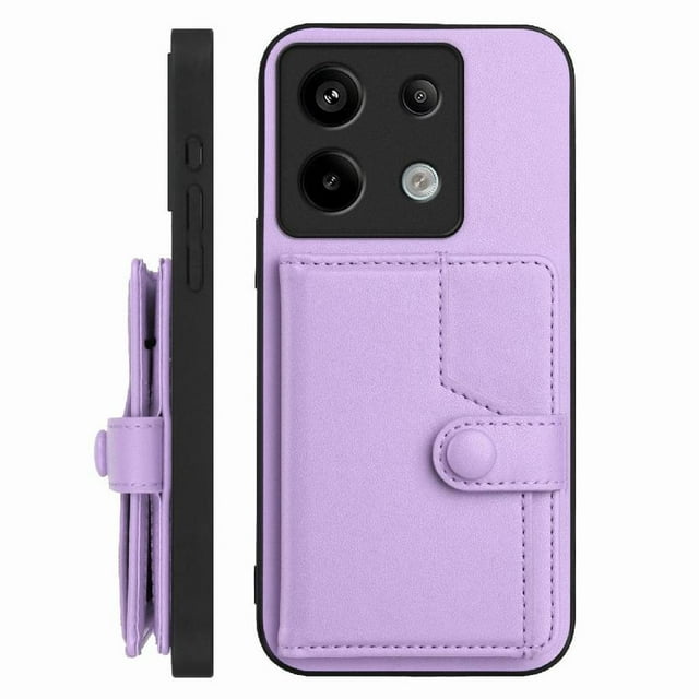 FOXDOCK Case for Xiaomi Redmi Note 13 pro 5G RFID-Blocking Card Holder - Stylish Button Closure Design
