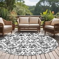 thumbnail image 5 of 8ft Round Rug, Black Flower Non-Skid Rubber Backing Large Area Rugs - Living Room Bedroom Home Office, Vintage Farmhouse Boho Leaf Spring Plant Indoor Floor Mat Carpets Washable Rug, 5 of 9