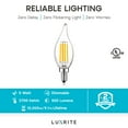 thumbnail image 7 of Luxrite 5W E12 Vintage Candelabra LED Dimmable Light Bulbs, 60W Equivalent 2700K Warm White, 550 Lumens, Flame Tip, 24-Pack, 7 of 7