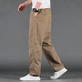 thumbnail image 3 of Men's 100% Cotton Cargo Pants Casual Drawstring Sports Outdoor Pants, 3 of 5