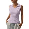thumbnail image 2 of Workout Tank Tops Woman Lightweight Breathable Stretchy V Neck Collared Sleeveless Shirt Tennis Golf Tanks, 2 of 5