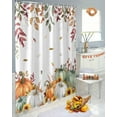 thumbnail image 5 of Thanksgiving Fall Shower Curtain, Sage Green Grey Pumpkins Waterproof Polyester Fabric Fall Bathtub Curtains, Weeping Eucalyptus Leaves Autumn Bathroom Decor Set with Hooks 72 x 72 Inches, 5 of 6