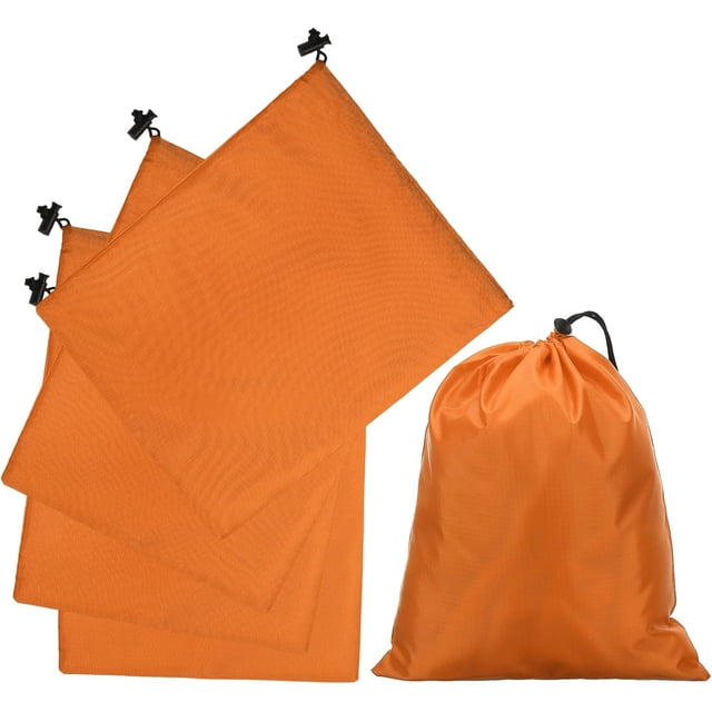 5Pcs 210D Polyester Drawstring Bag with Toggle, 10 x 12 Inch Waterproof Travel Storage Foldable Stuff Sack Cinch for Gym Hiking Yoga Clothes Organizer, Orange