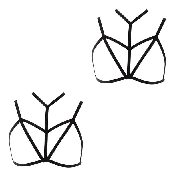 Minnieouse Fashion Body Chain Harness Set Belly Chains Bra Kit Tassel Thong for Girls 2piezas Negro Tipo 2
