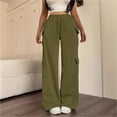 thumbnail image 2 of QQZ Wide Leg Cargo Joggers Pants For Women, Elastic Waist Drawstring Casual Track Pants, Daily Lounging Errands Travel Outfits, 2 of 6