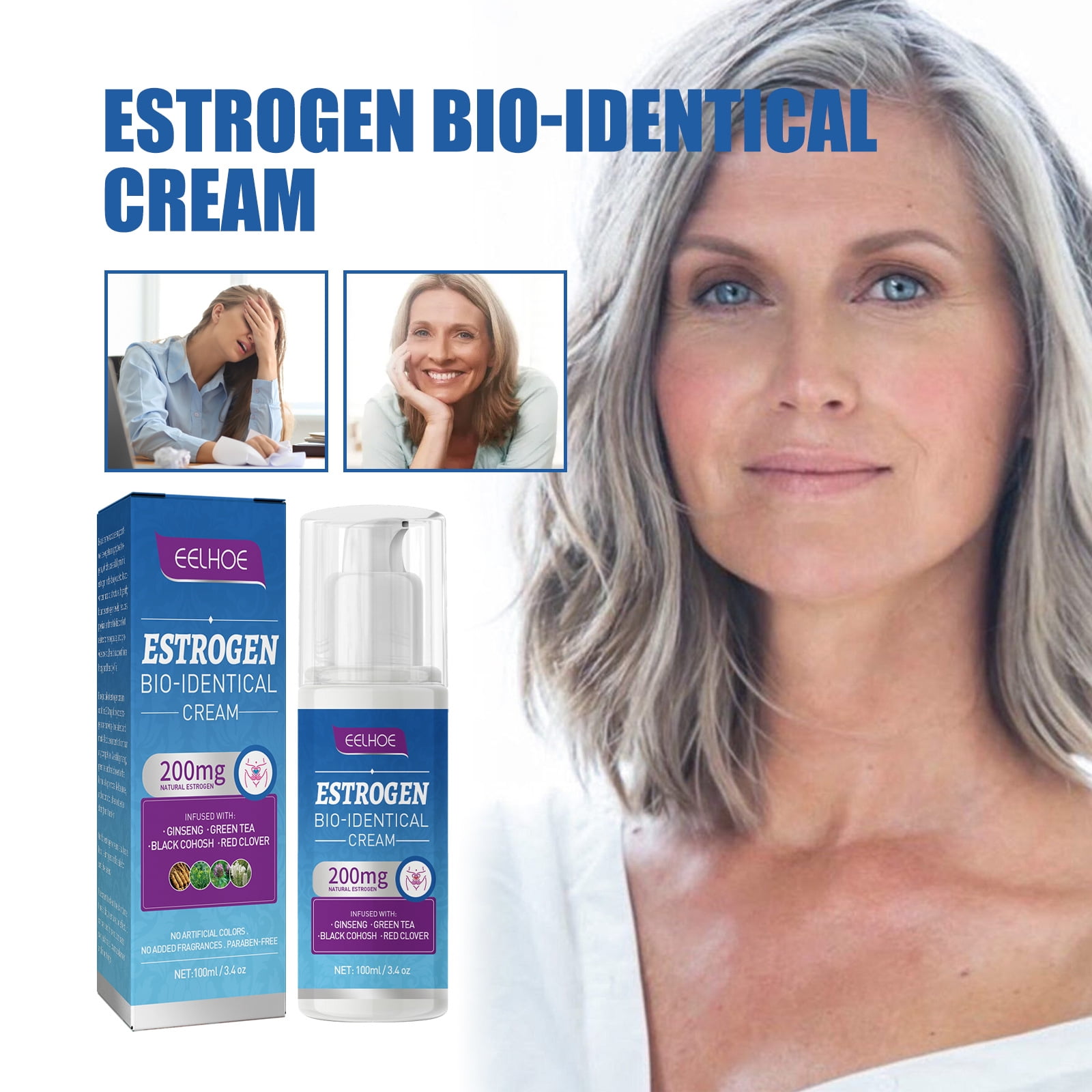 Estrogen Bio-Identical Cream, Menopause Soothing Balm, 3.4oz