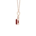 thumbnail image 2 of ANGARA Natural Emerald-Cut Ruby Pendant with Diamond Trio in 14K Rose Gold for Women (Size-6x4mm) | July Birthstone, Birthday, Anniversary, Jewelry Gift for Women | Natural Ruby Necklace, 2 of 8