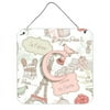 Caroline's Treasures CJ2002-CDS66 Letter C Love in Paris Pink Wall or Door Hanging Prints, 6HX6W, multicolor