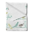 thumbnail image 2 of Birds Soft Flannel Fleece Throw Blanket, Various Type of Birds Sitting and Chirping on Wires Musical Creatures Print, Cozy Plush for Indoor and Outdoor Use, 60" x 80", Pale Green Brown, by Ambesonne, 2 of 5