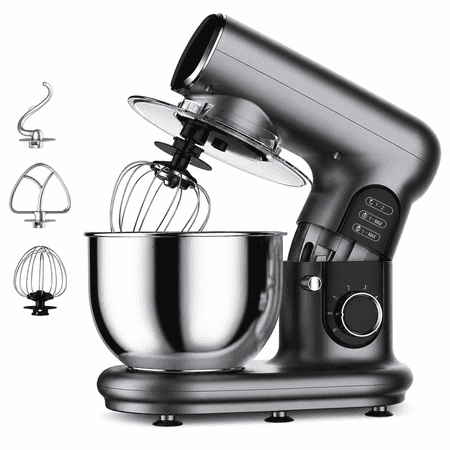 LINKChef Stand Mixer, 5.3 QT 6-Speed Tilt-Head Electric Stand Mixer, 3-In-1 Kitchen Mixer with Bowl, Dough Hook, Whisk and Beater, Sliver