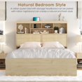 thumbnail image 6 of Queen Bed Frame with Natural Rattan Storage Headboard, Wooden 4 Storage Drawers & Charging Station, Metal Bed with Strong Slats Support, Boho Cane Bed, No Box Spring Needed, 6 of 6