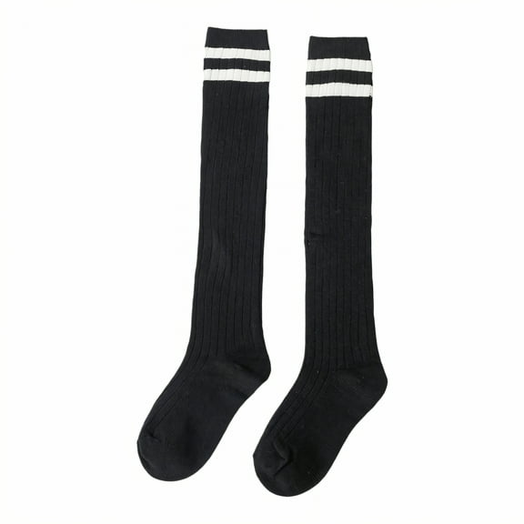 TELOLY 5Pairs Knee High Socks for Women,Sweat-Absorbing Baby Knee High Socks,1-3 Years Old Toddler Knee High Socks,Black,S