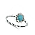 thumbnail image 4 of CHOOSE YOUR COLOR Bali Oxidized Twist Halo Simulated Turquoise Ring 925 Sterling Silver Rope Band Blue CZ Female Size 5, 4 of 4