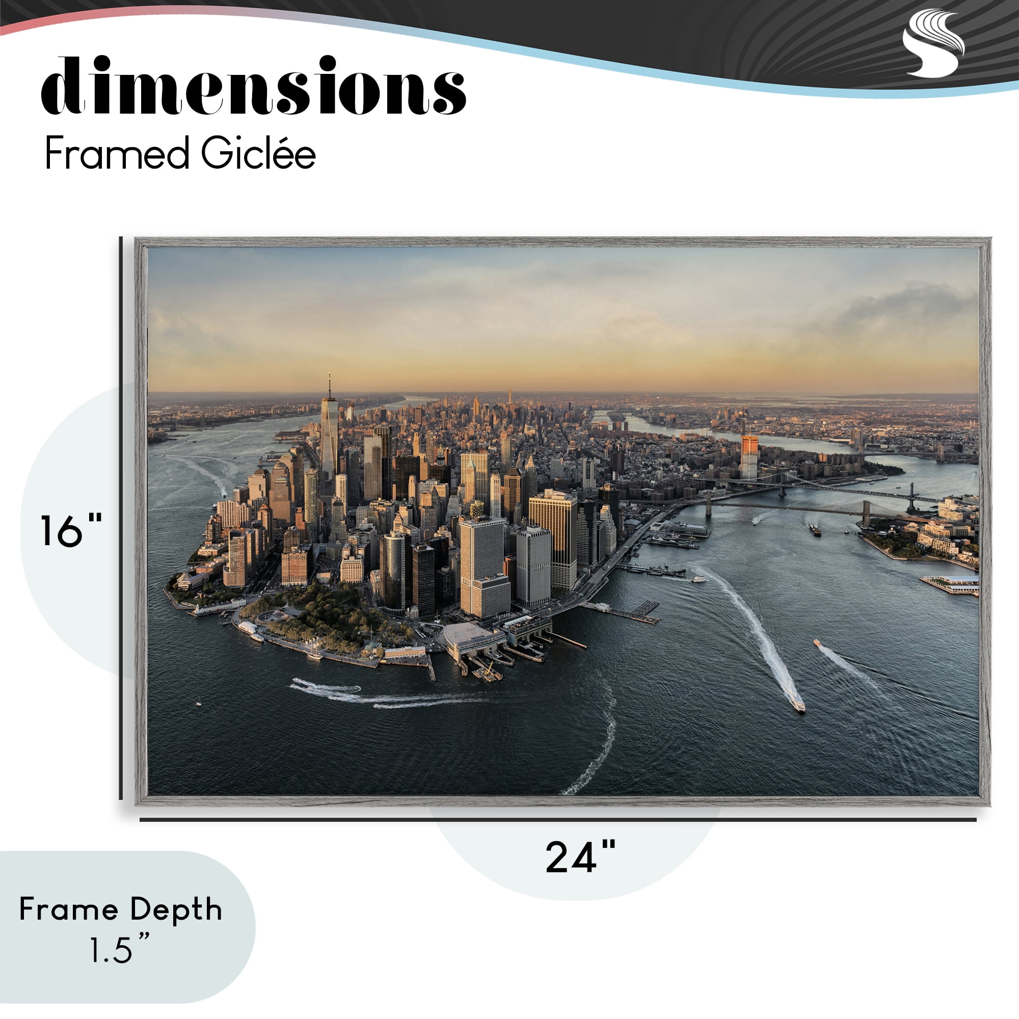Stupell Industries Manhattan From Above Gray Framed Giclee Art, design by Scott Stulberg