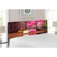 thumbnail image 2 of Spa Headboard, Spa Flower and Water Reflection Aromatherapy Bamboo Blossom Candlelight Print, Upholstered Decorative Metal Bed Headboard with Memory Foam, Full Size, Pink Green Umber, by Ambesonne, 2 of 4