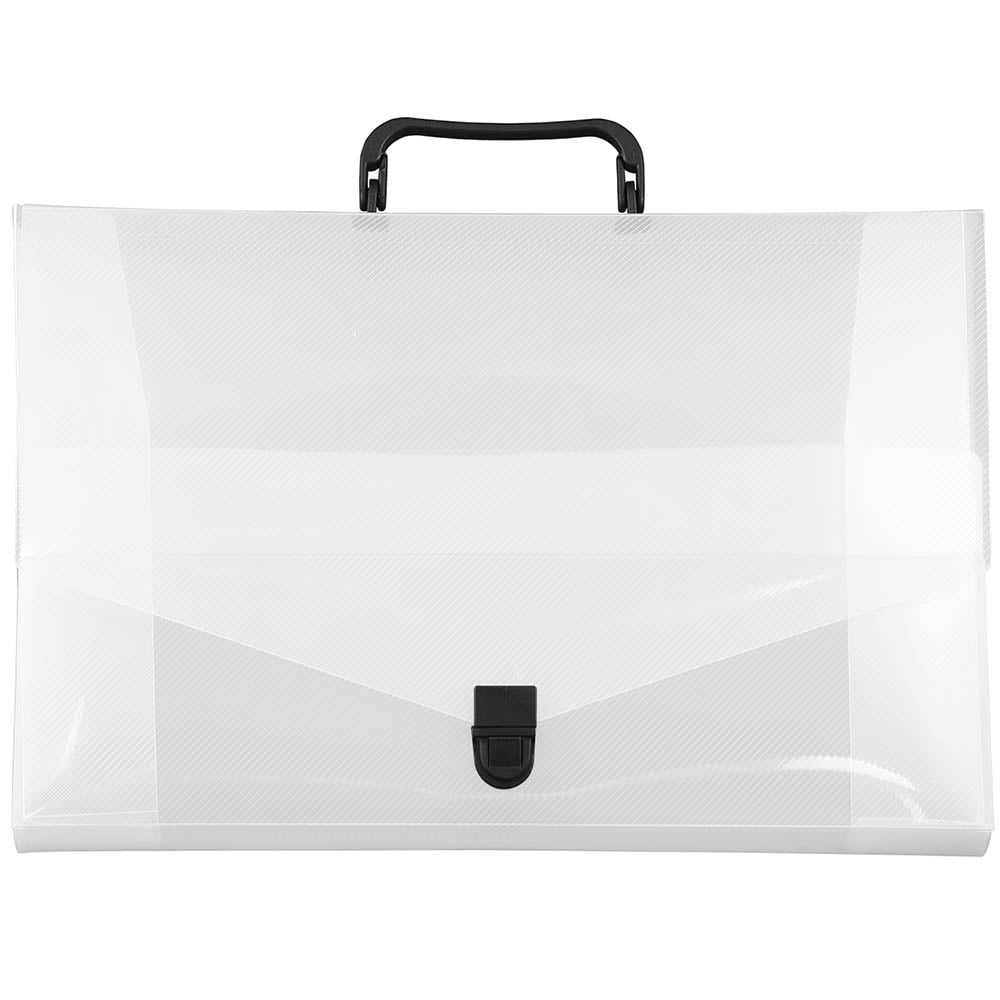 JAM Plastic Portfolio Briefcase with Handles, Small, 10 x 15 x 2, Clear