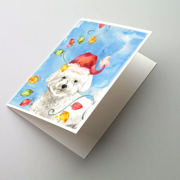 Christmas Lights Bichon Frise Greeting Cards and Envelopes Pack of 8