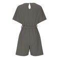 thumbnail image 6 of Short Jumpsuit for Womens Short Sleeve Wide Shorts Strappy Playsuit Crew Neck Loose Fitted Overalls Solid Classic Jumpsuits Outdoor Going Out Workout Outfits, 6 of 7