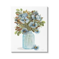 Stupell Blue Blooming Floral Bouquet Botanical & Floral Painting Gallery Wrapped Canvas Print Wall Art
