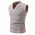 thumbnail image 6 of BaoFuBaoMei Sweater Vest Men Knitted Big and Tall V Neck Ribbed Trim Sleeveless Sweater Stripe Jacquard Fall Tops, 6 of 6