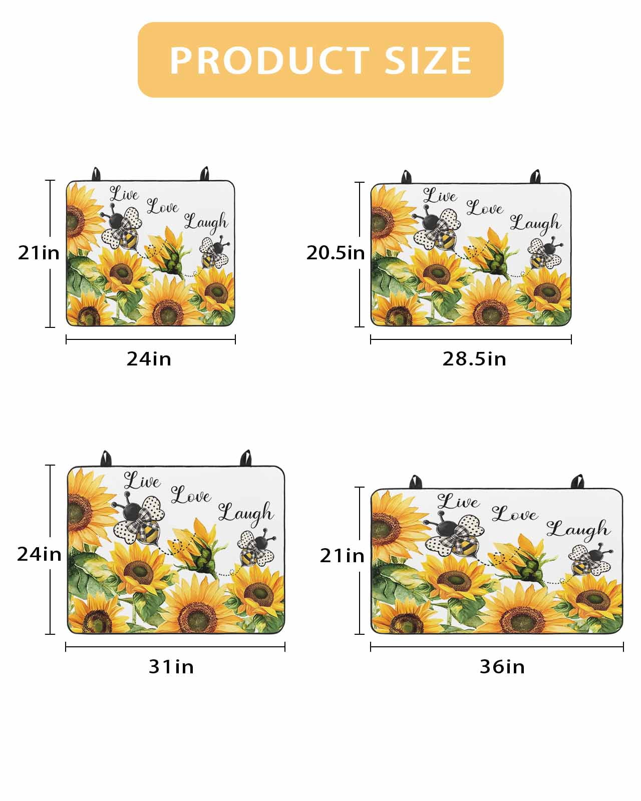 nqOlkjepod Large Induction Cooktop Protector Mat 24"x21", Sunflower Bee Stove Top Covers for Electric Stove, Vintage Yellow Floral Farmhouse Watercolor Stove Burner Cover Mats, Glass Top Stove Cover