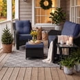 thumbnail image 3 of LayinSun 3 Pieces Patio Furniture Sets, Outdoor Wicker Conversation Set with Armchairs and 6" Thick Cushion for Deck Garden Backyard, 3 of 7