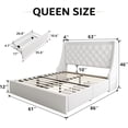 thumbnail image 3 of Virans Queen Bed Frame with 4 Storage Drawers, Upholstered Platform Bed Frame with Type-C & USB Ports, Wingback Storage Headboard,White, 3 of 8