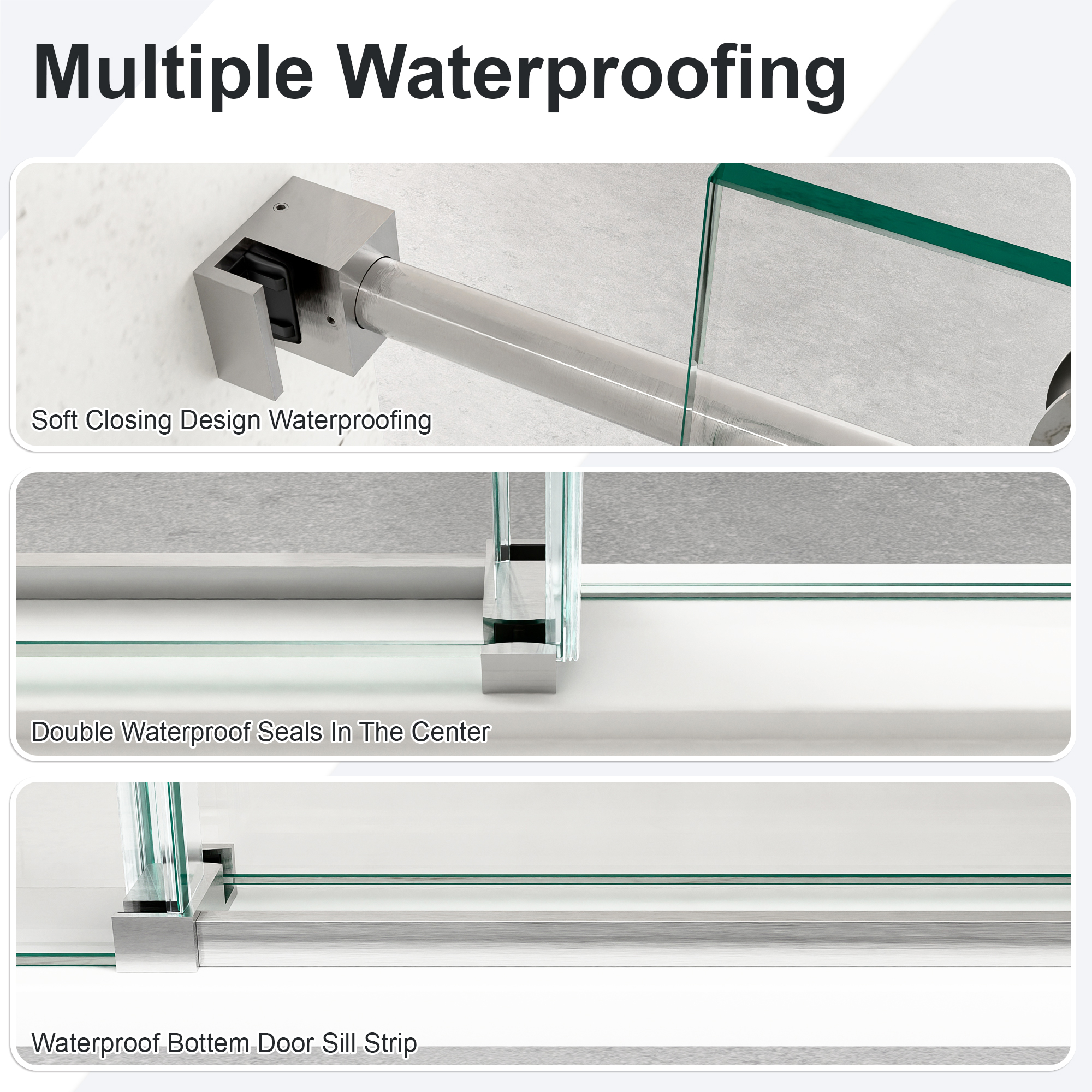 56"-60"W x 72"H Frameless Single Sliding Shower Door – 5/16" (8mm) Clear Tempered Glass,Brushed Nickel02