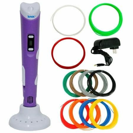 Knox 3D Printing Pen w/ LCD Screen (Purple) w/ Filament Refill (8 Colors,260 FT)